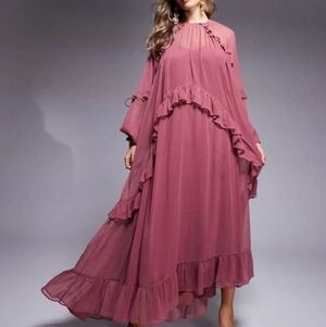 ASOS Bohemian Berry Ruffle Maxi Dress Sz6